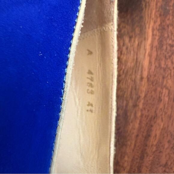 Vesba Velvet Cobalt Blue Gold Embroidered Loafers | Size EU 41 / US 9.5 - Picture 15 of 16